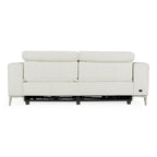 Chignik - Modern White Leather Sofa with 2 Recliners