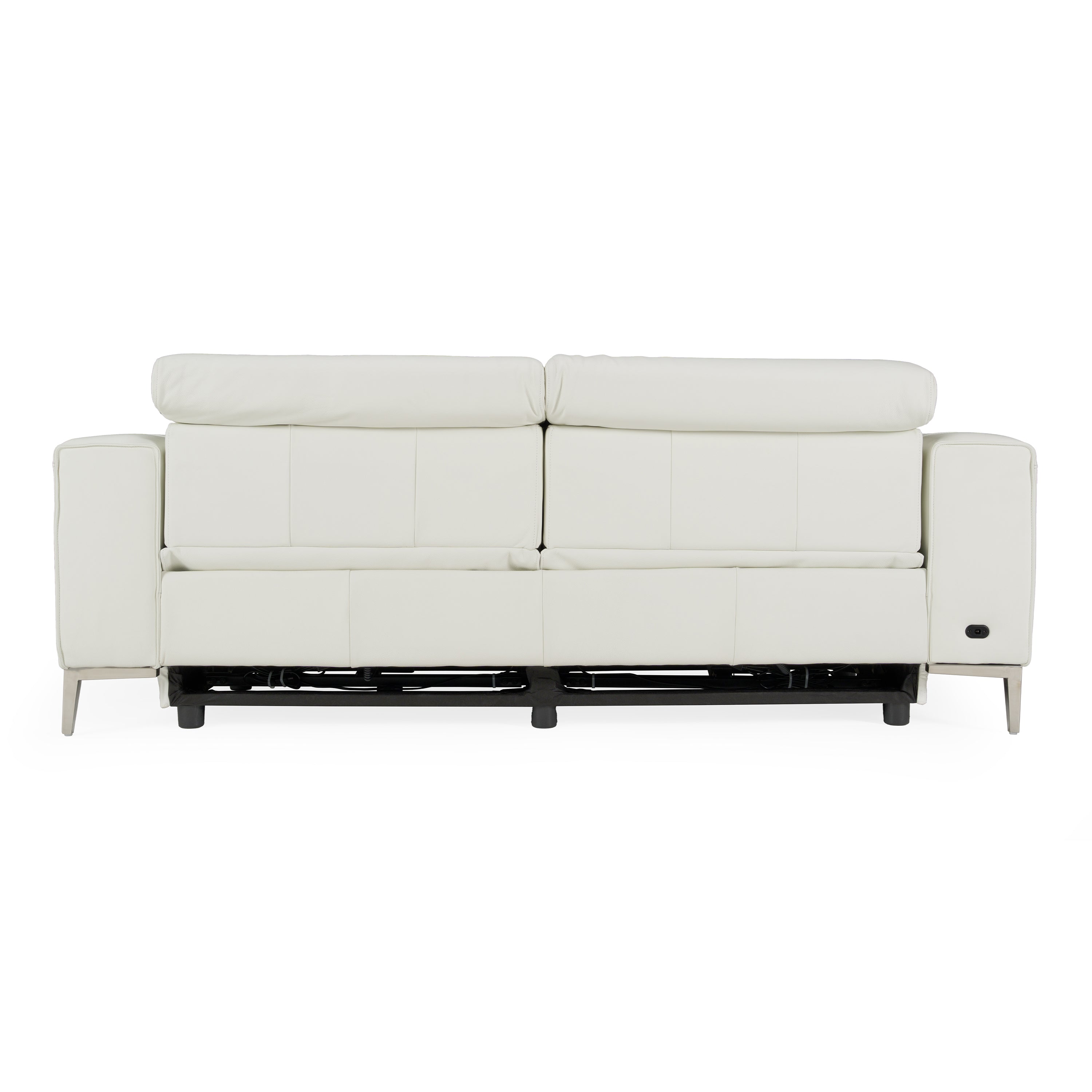 Chignik - Modern White Leather Sofa with 2 Recliners