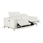 Chignik - Modern White Leather Sofa with 2 Recliners