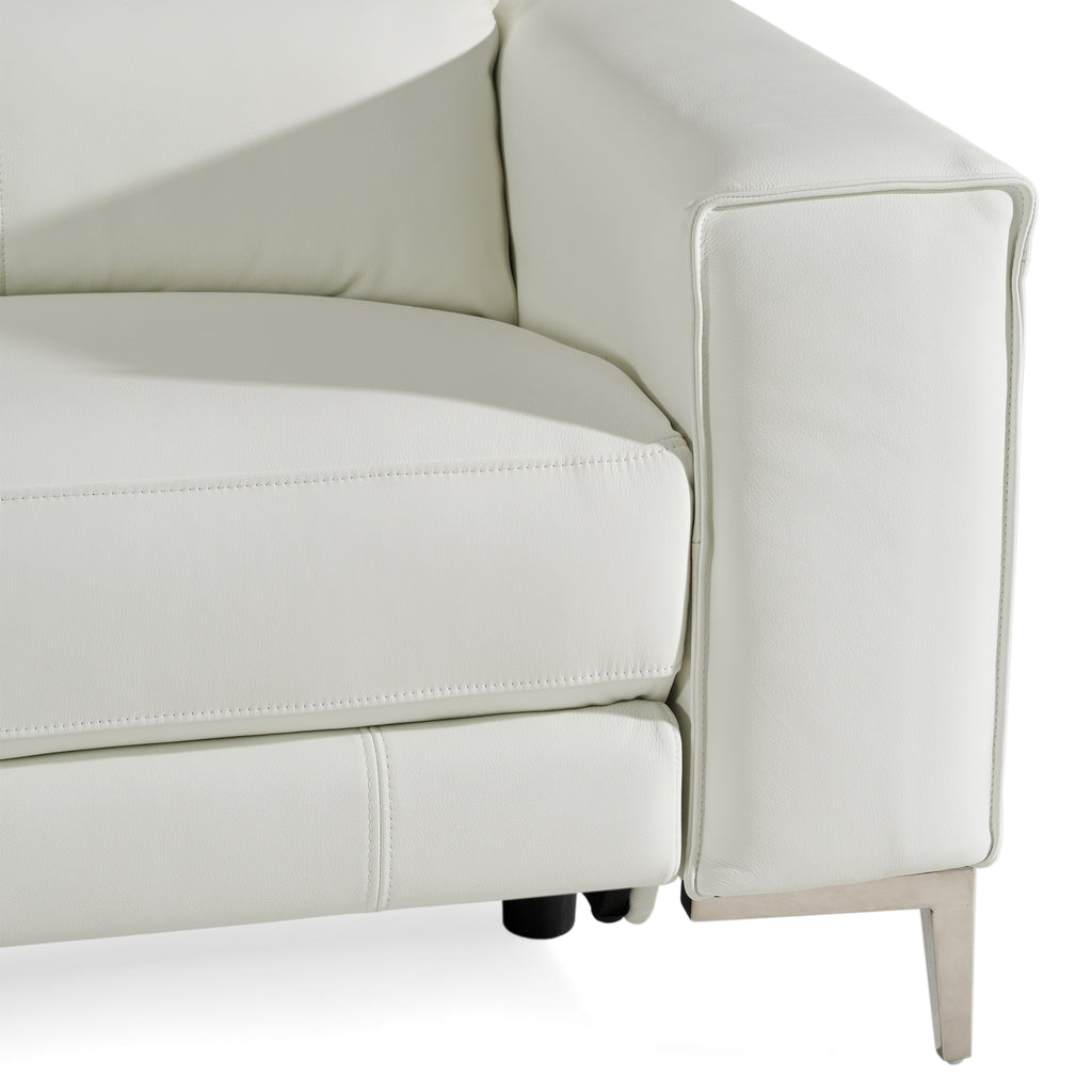 Chignik - Modern White Leather Sofa with 2 Recliners