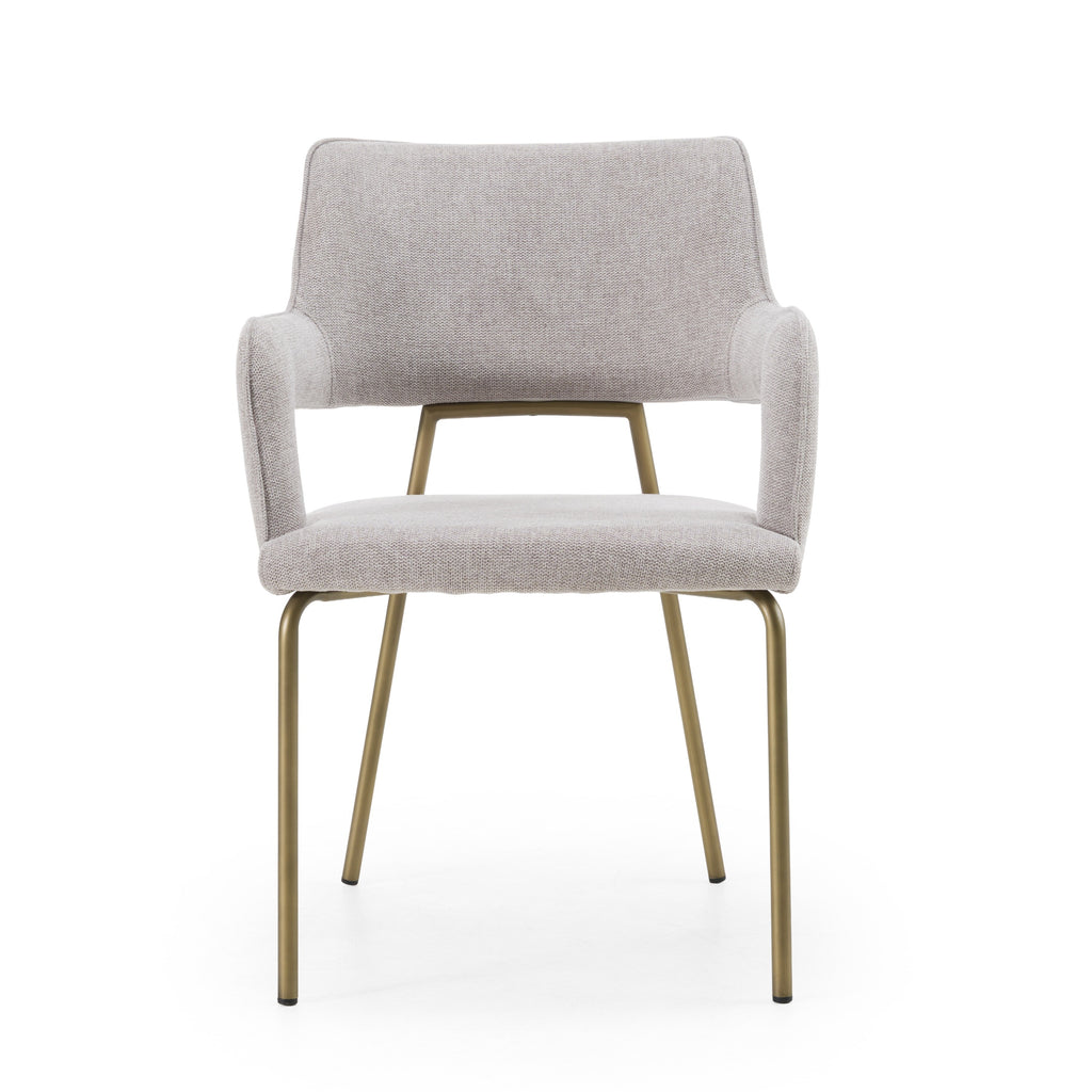 Childers - Modern Grey Fabric + Antique Brass Dining Chair