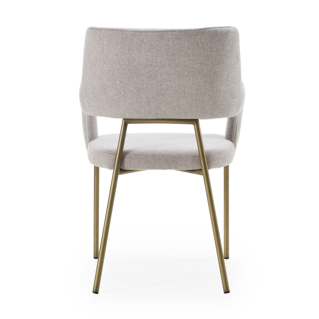 Childers - Modern Grey Fabric + Antique Brass Dining Chair
