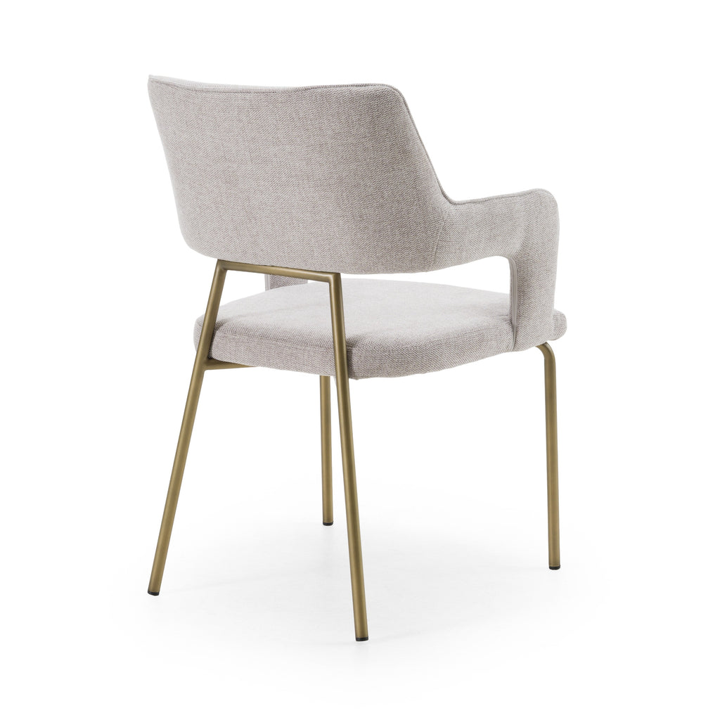 Childers - Modern Grey Fabric + Antique Brass Dining Chair
