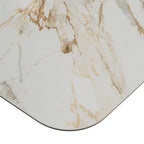 Chiswell - Contemporary White Ceramic + Brushed Brass Dining Table