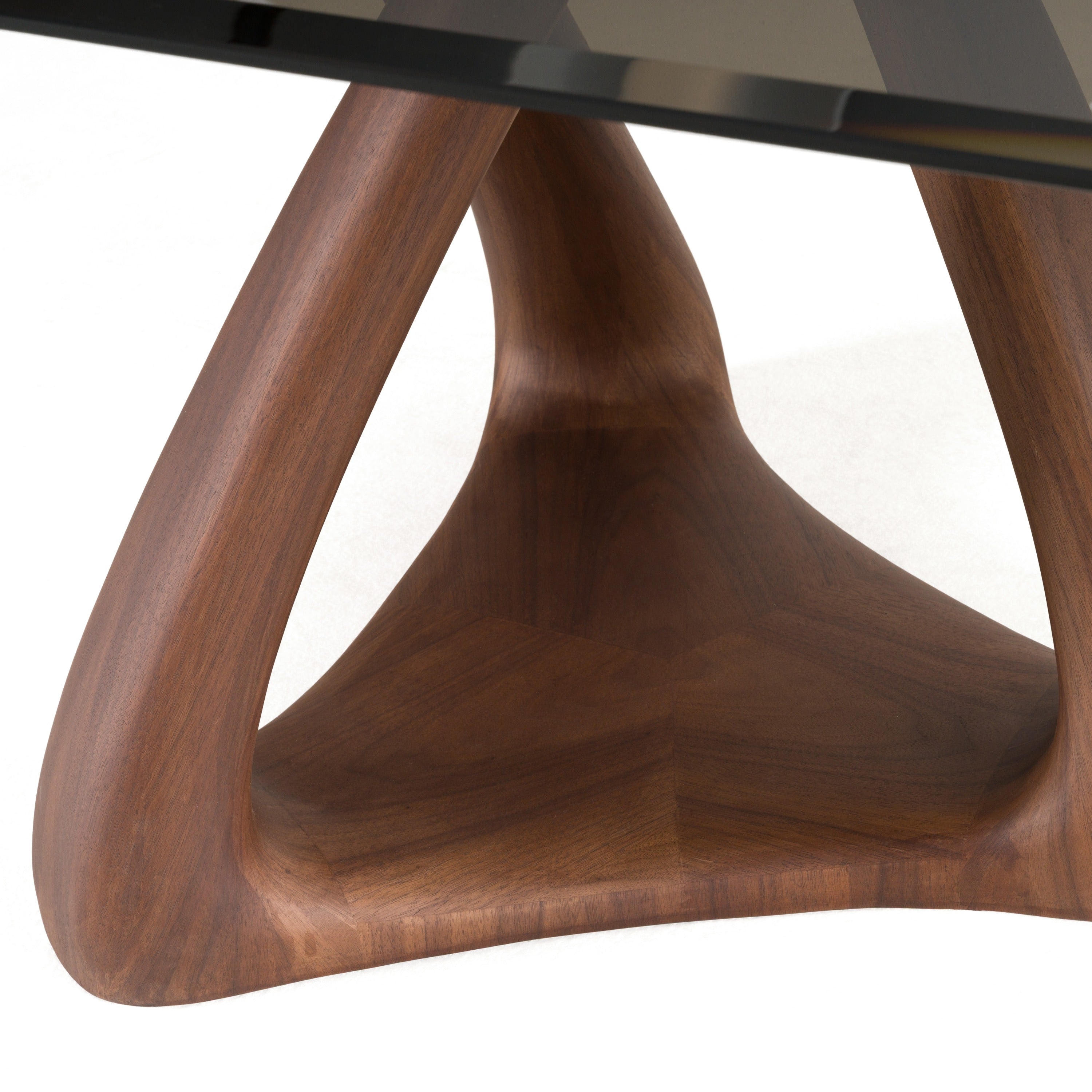 Christy - Mid-Century Modern Grey Glass + Walnut Oval Dining Table