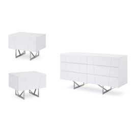 Chrysler White Dresser and Two Nightstands