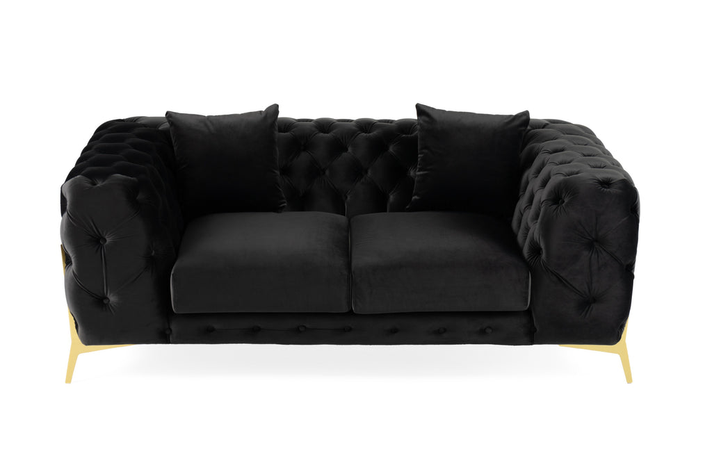 Clarice - Transitional Black Velvet Loveseat