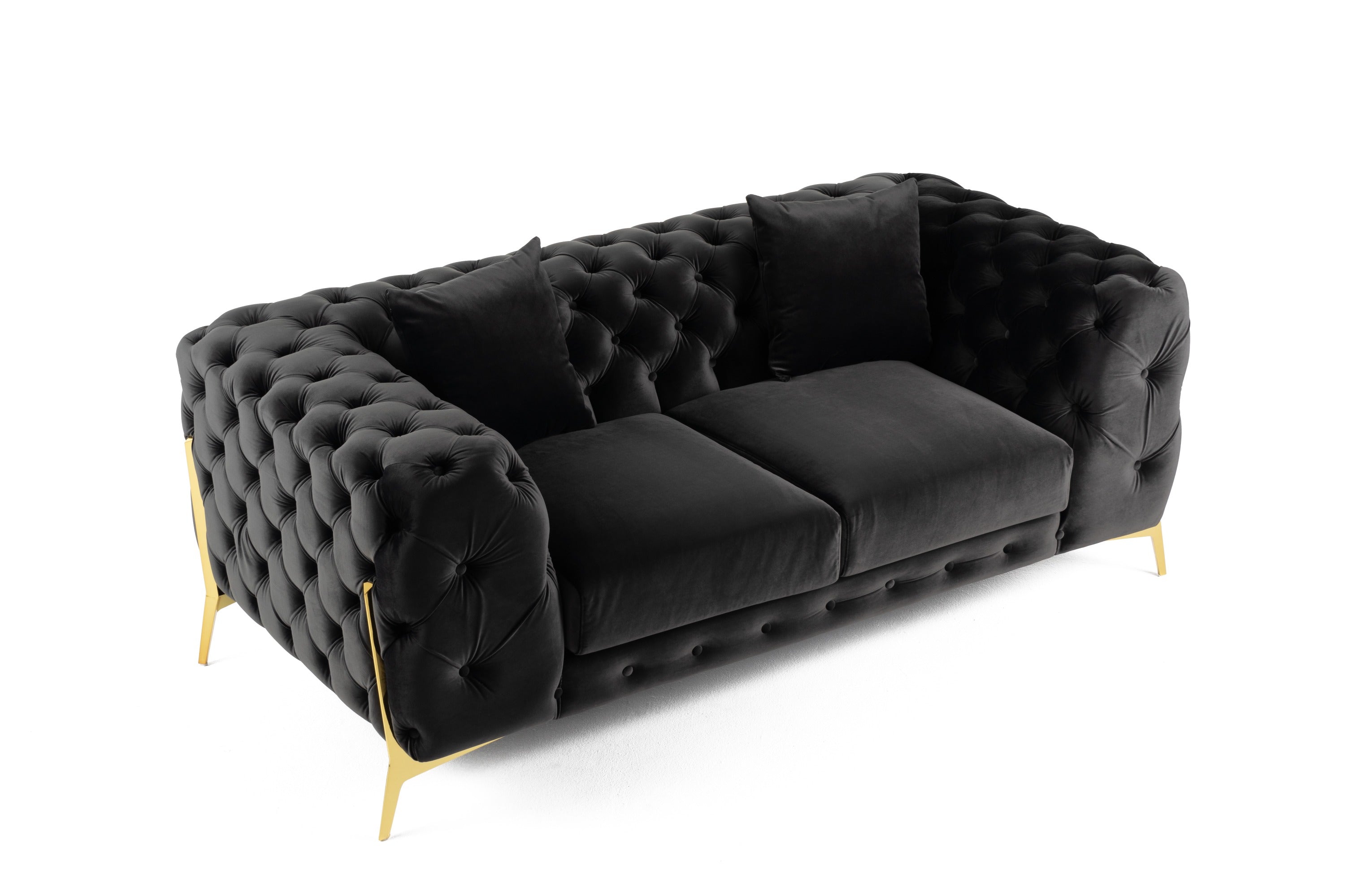 Clarice - Transitional Black Velvet Loveseat