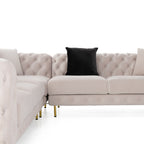 Clarice - Transitional Light Beige Velvet Sectional Sofa