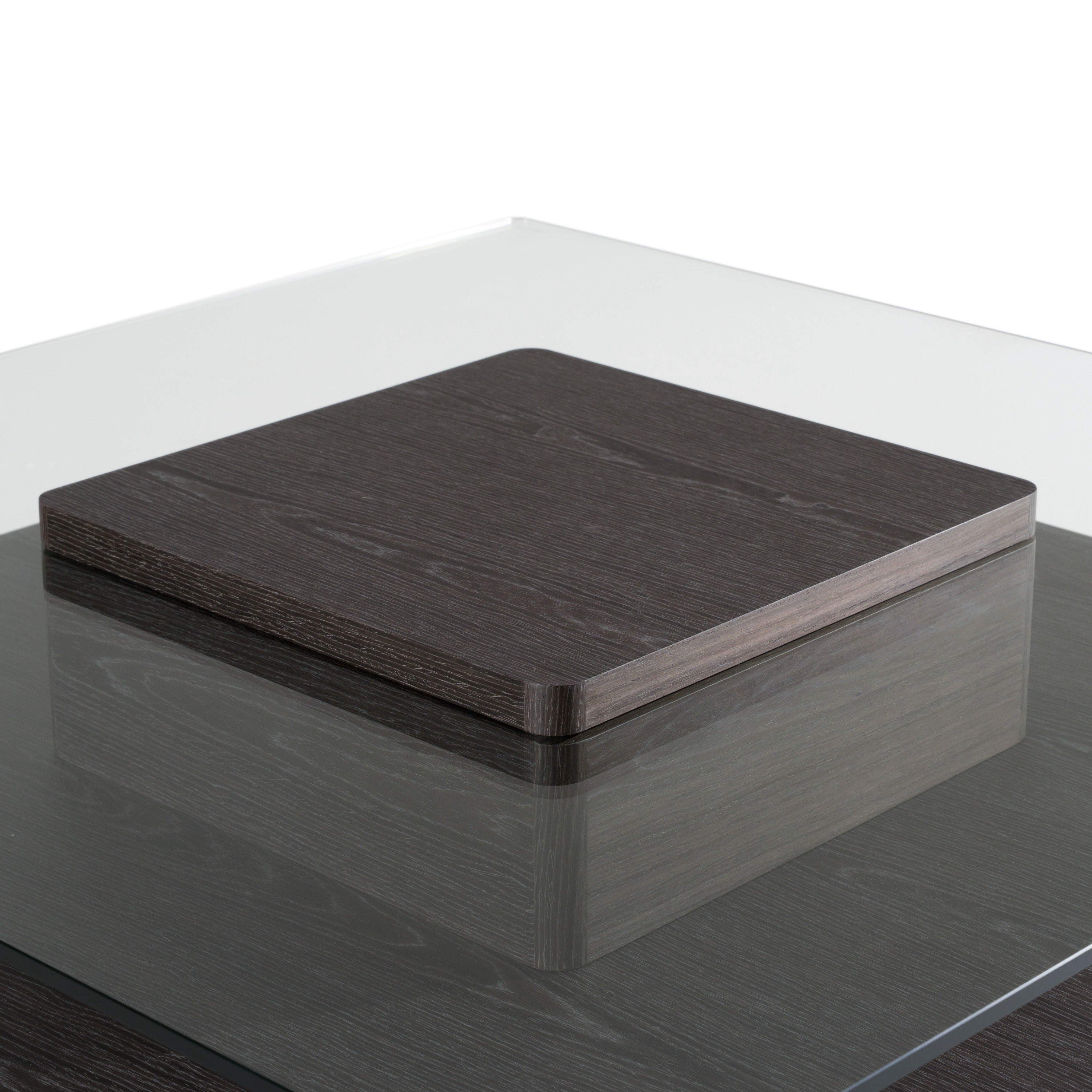 Clarion Modern Grey Elm & Glass Coffee Table