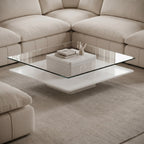 Clarion - Modern White & Clear Glass Coffee Table