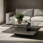 Clarion Modern Grey Elm & Glass Coffee Table