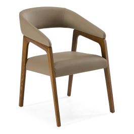 Clive Mid-Century Taupe & Walnut Dining Chair
