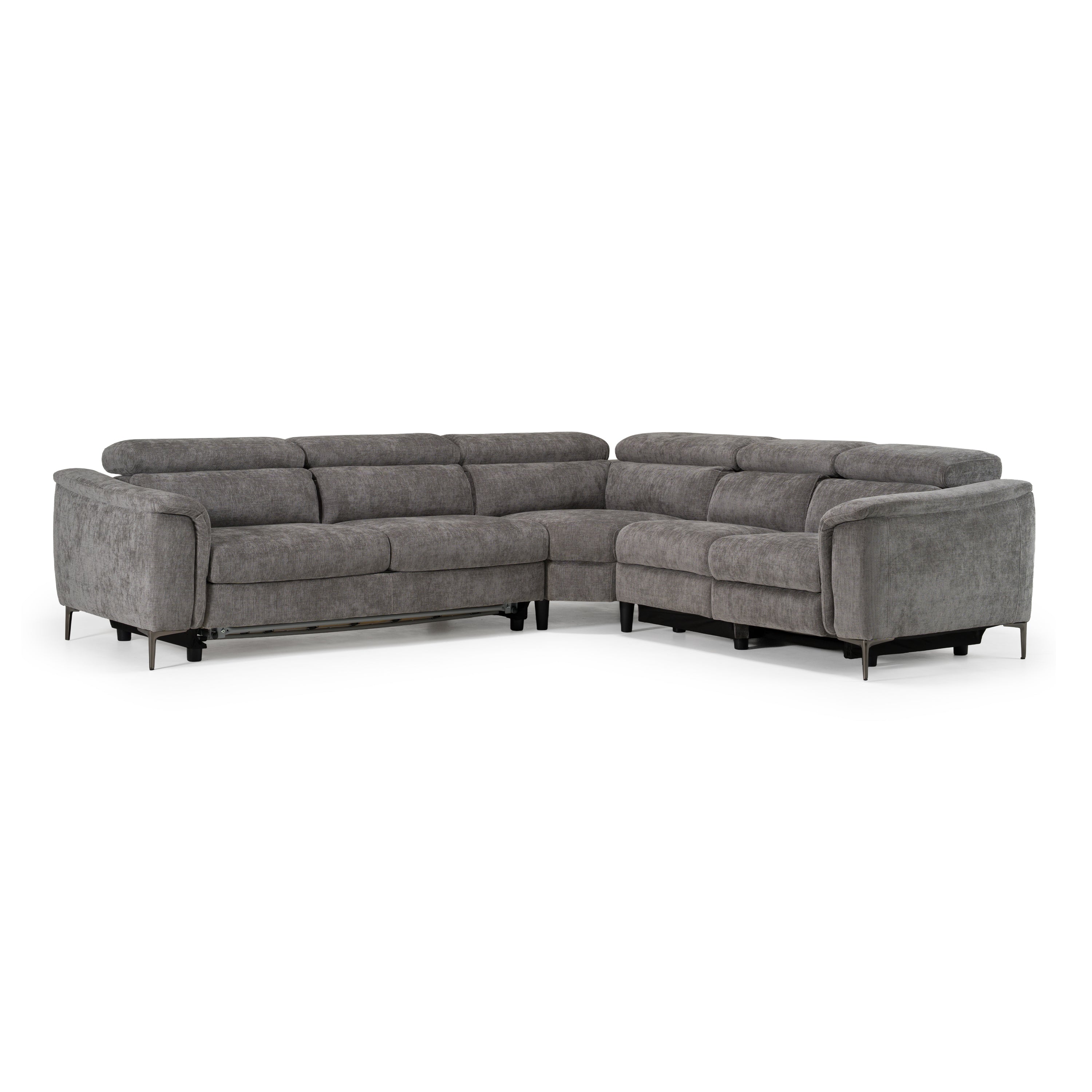 Divani Casa Coffman - Modern Grey Fabric Sectional Sofa w/ Sofa Bed + Recliner, FREE white Glove delivery offered in LA by Classic2odern