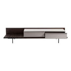 Colima - Modern Matte Beige + Walnut TV Stand