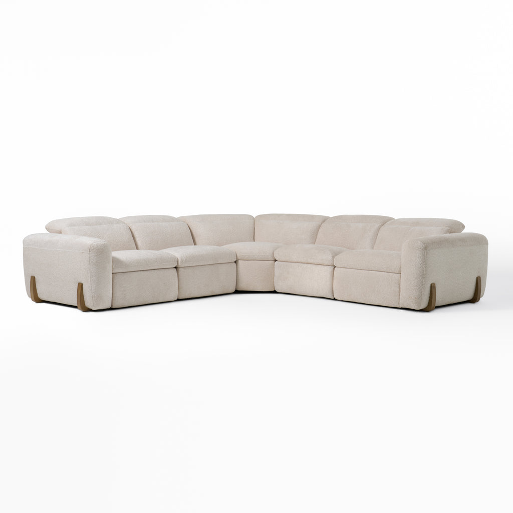 Conrad - Modern Beige Fabric Sectional Sofa With 3 Recliners