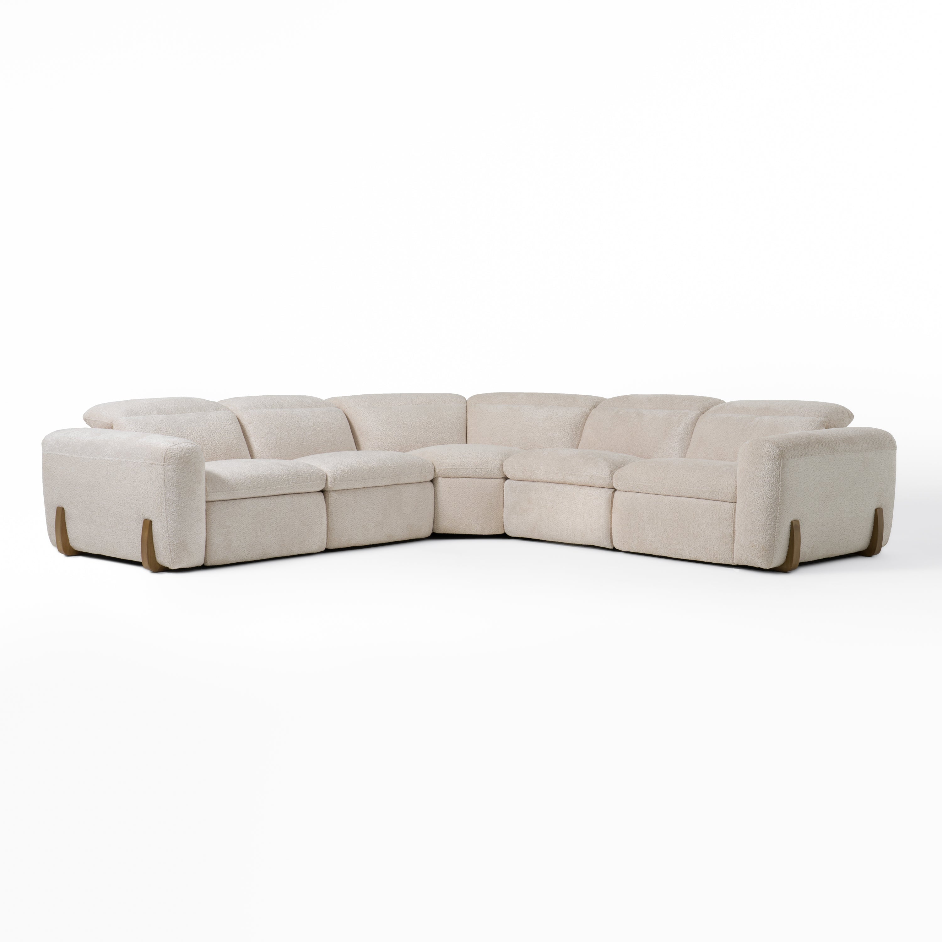 Conrad - Modern Beige Fabric Sectional Sofa With 3 Recliners