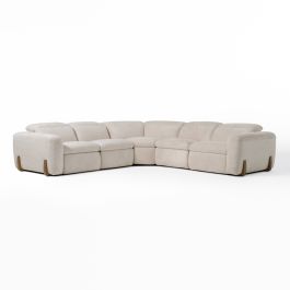 Conrad - Modern Beige Fabric Sectional Sofa With 3 Recliners