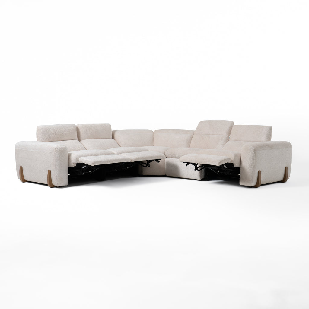 Conrad - Modern Beige Fabric Sectional Sofa With 3 Recliners