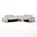 Conrad - Modern Beige Fabric Sectional Sofa With 3 Recliners