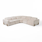 Conrad - Modern Beige Fabric Sectional Sofa With 3 Recliners