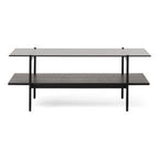 Conley - Mid-Century Modern Grey Glass + Black Ash Coffee Table