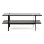Conley - Mid-Century Modern Grey Glass + Black Ash Coffee Table