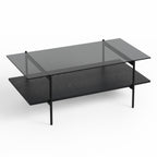 Conley - Mid-Century Modern Grey Glass + Black Ash Coffee Table
