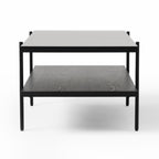 Conley - Mid-Century Modern Grey Glass + Black Ash Coffee Table