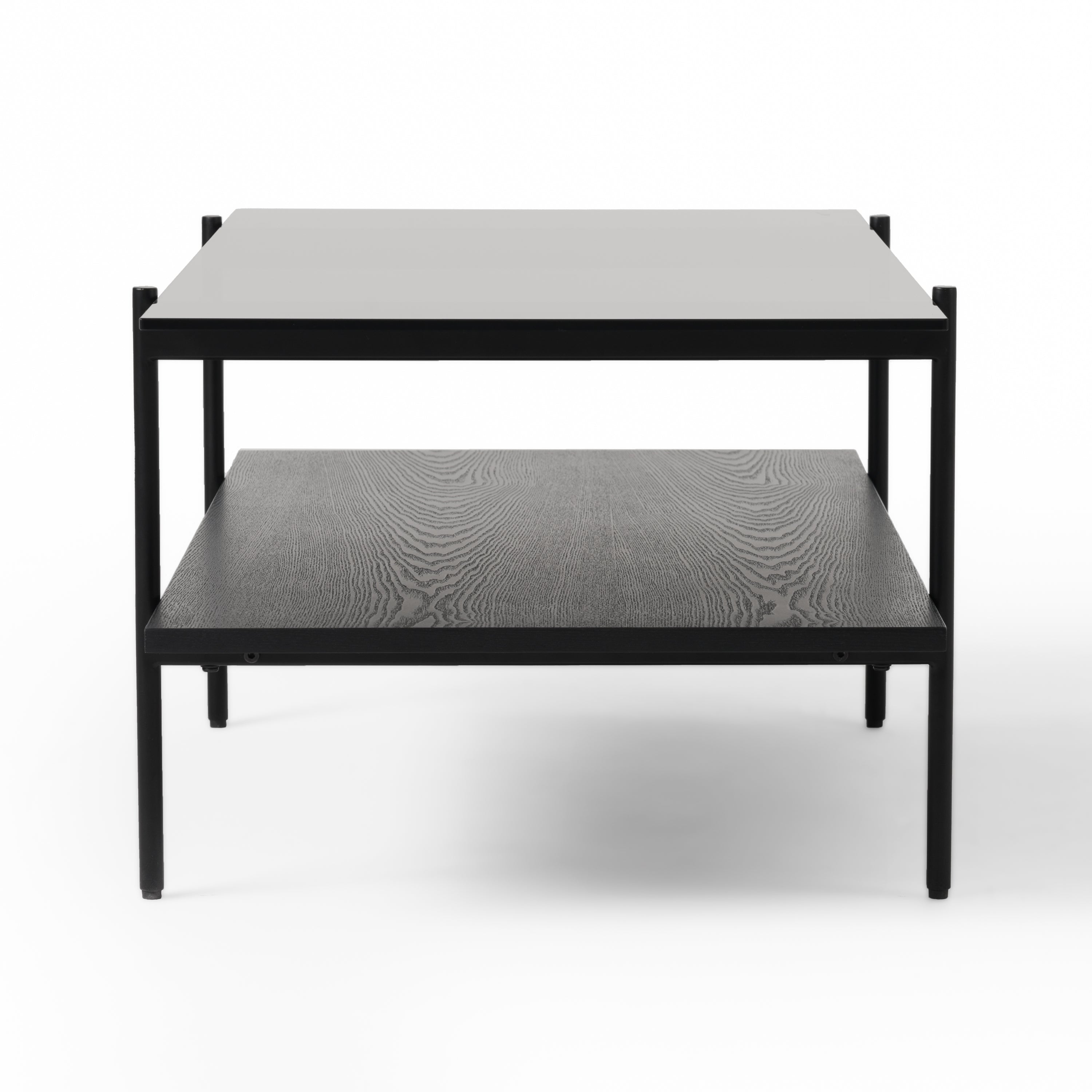 Conley - Mid-Century Modern Grey Glass + Black Ash Coffee Table