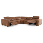 Conrad - Modern Brown Leather Sectional Sofa with 3 Recliners