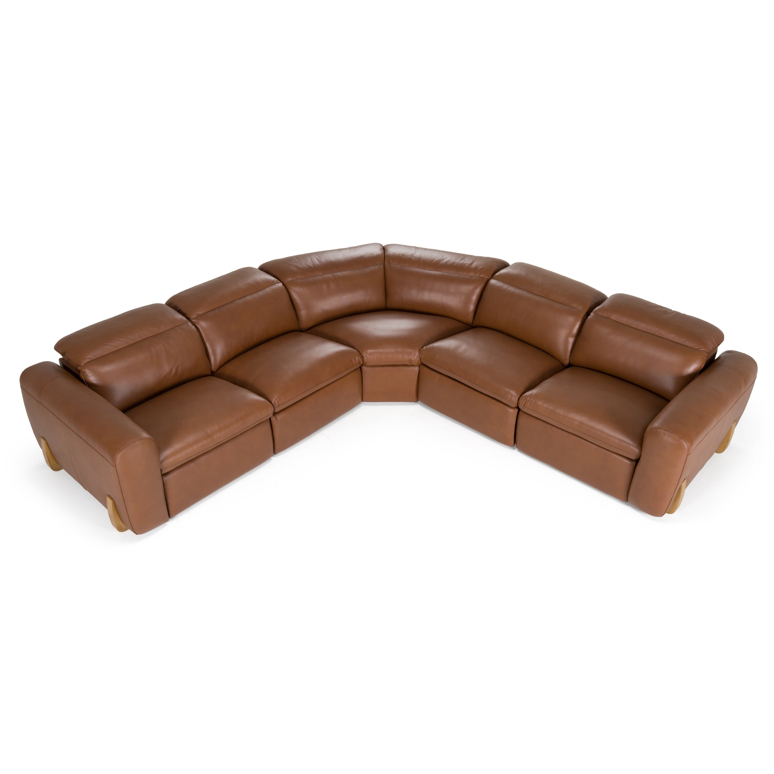 Divani Casa Conrad - Modern Brown Leather Sectional Sofa with 3 Recliners
