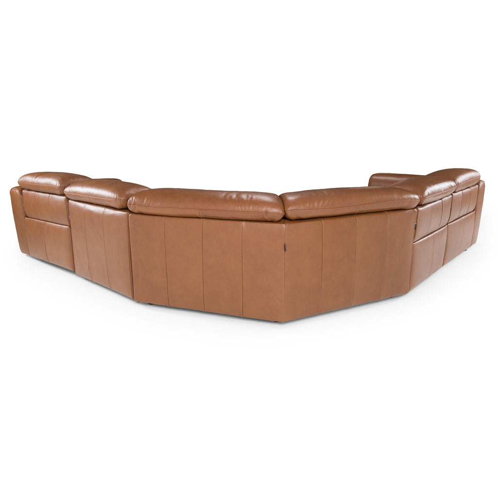 Conrad - Modern Brown Leather Sectional Sofa with 3 Recliners