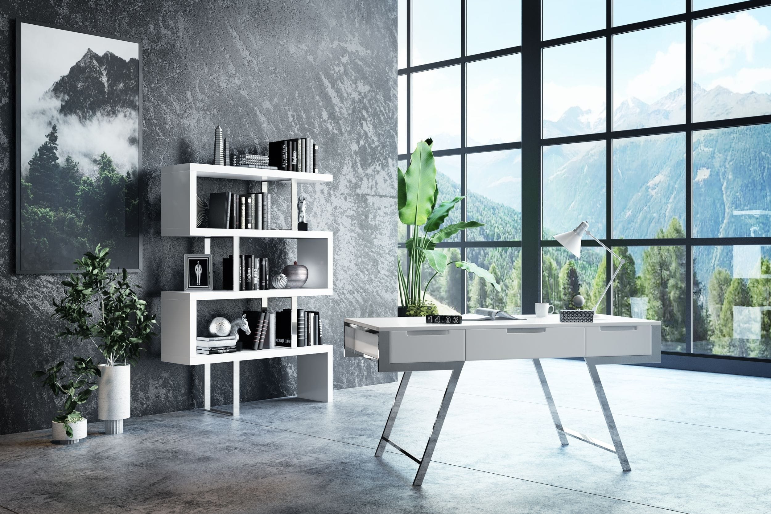 Maze Modern White High Gloss Bookcase