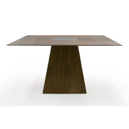 Cora - Modern Walnut and Black Tempered Glass Dining Table