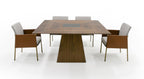 Cora - Modern Walnut and Black Tempered Glass Dining Table