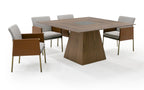 Cora - Modern Walnut and Black Tempered Glass Dining Table