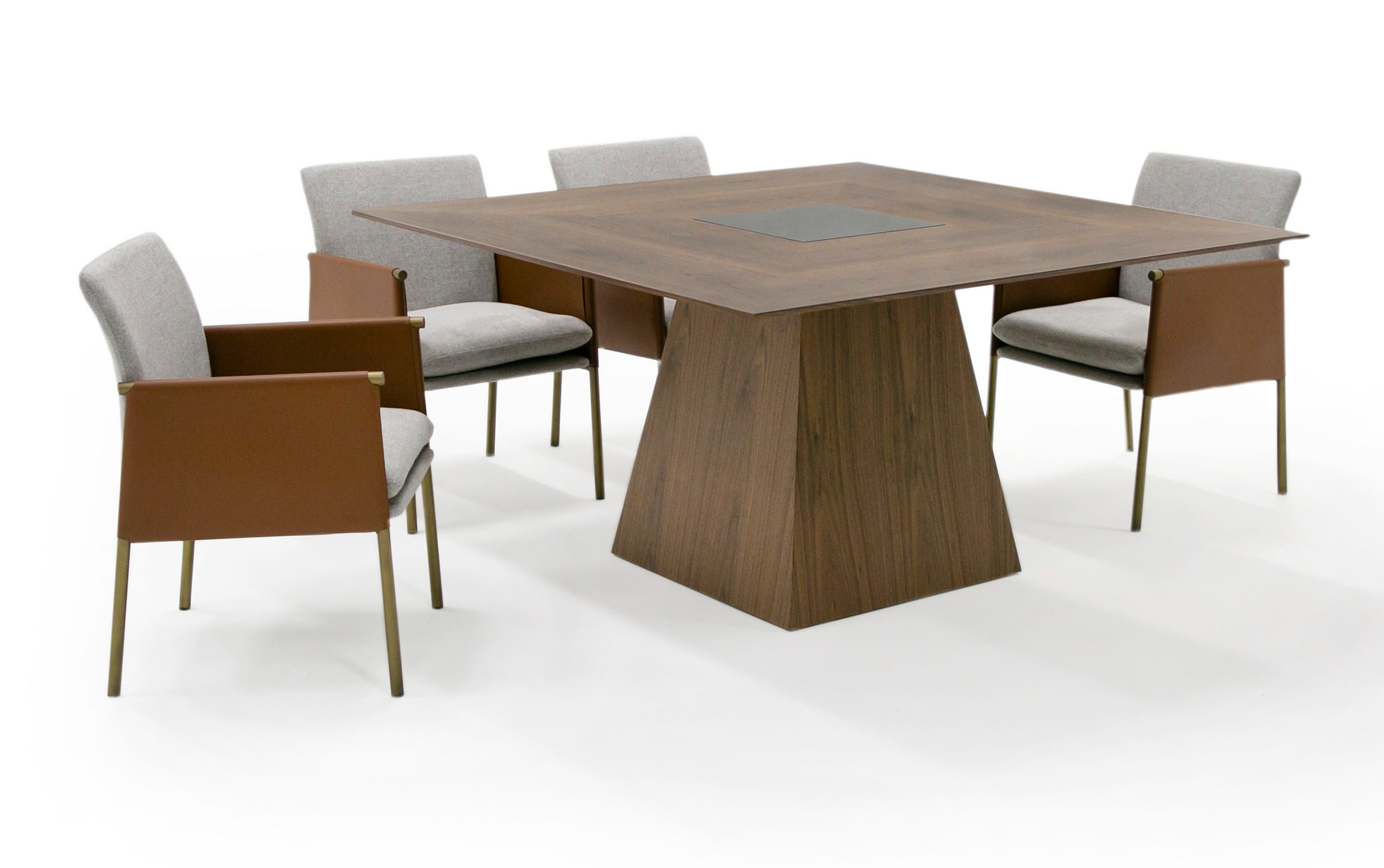 Cora - Modern Walnut and Black Tempered Glass Dining Table