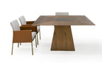 Cora - Modern Walnut and Black Tempered Glass Dining Table
