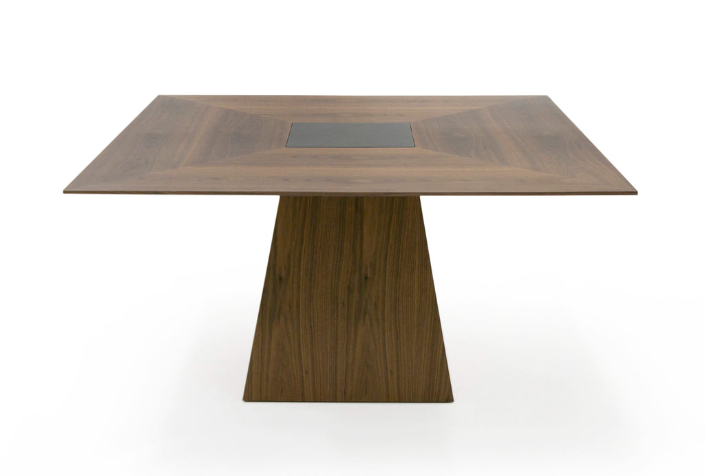 Cora - Modern Walnut and Black Tempered Glass Dining Table