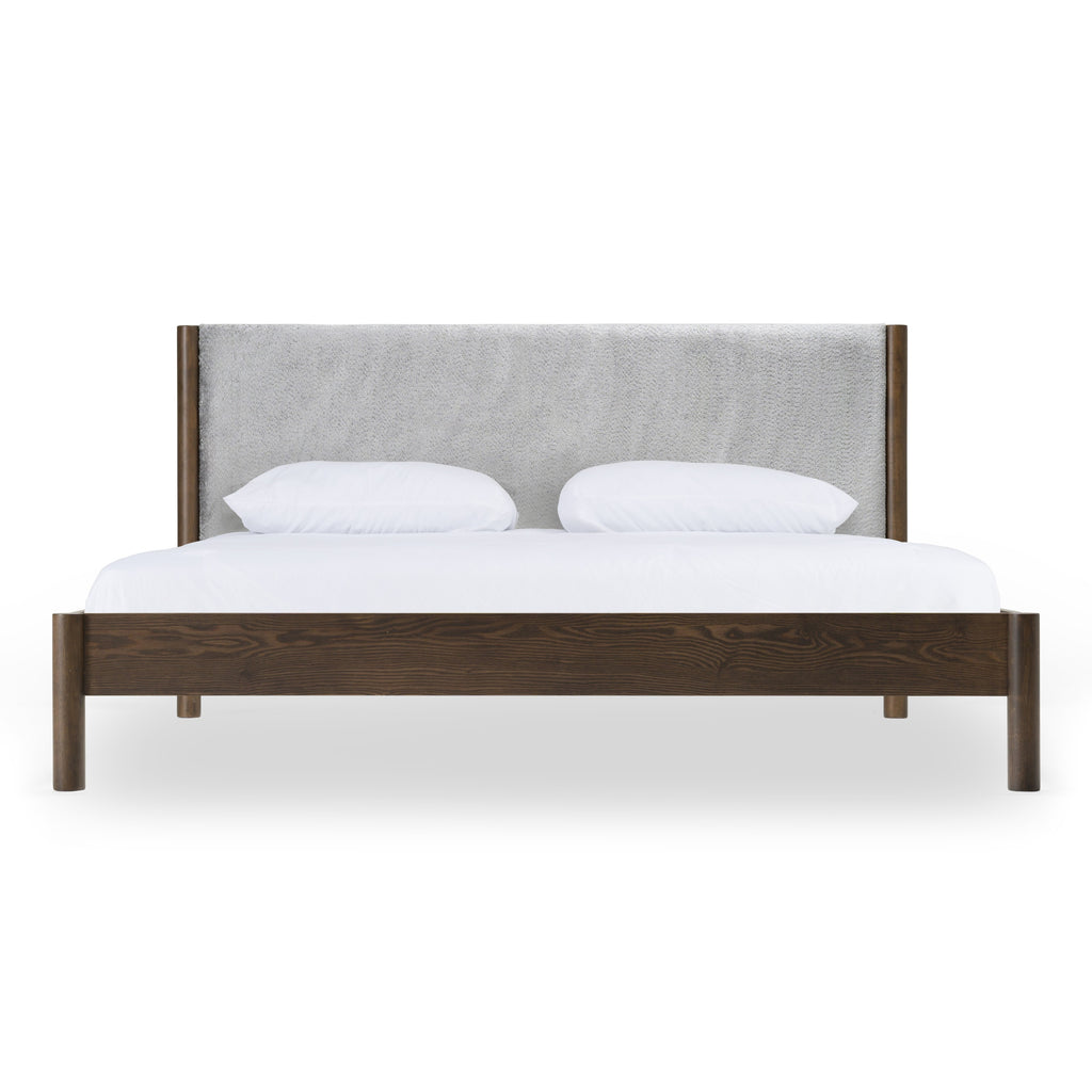 Carolina - Modern Grey Fabric + Wenge Bed - Modern Grey Fabric + Wenge Bed