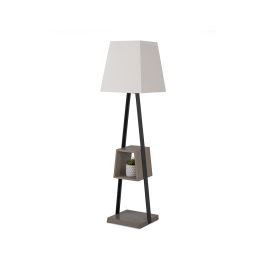 Cortez Modern Black Metal & Faux Concrete Floor Lamp