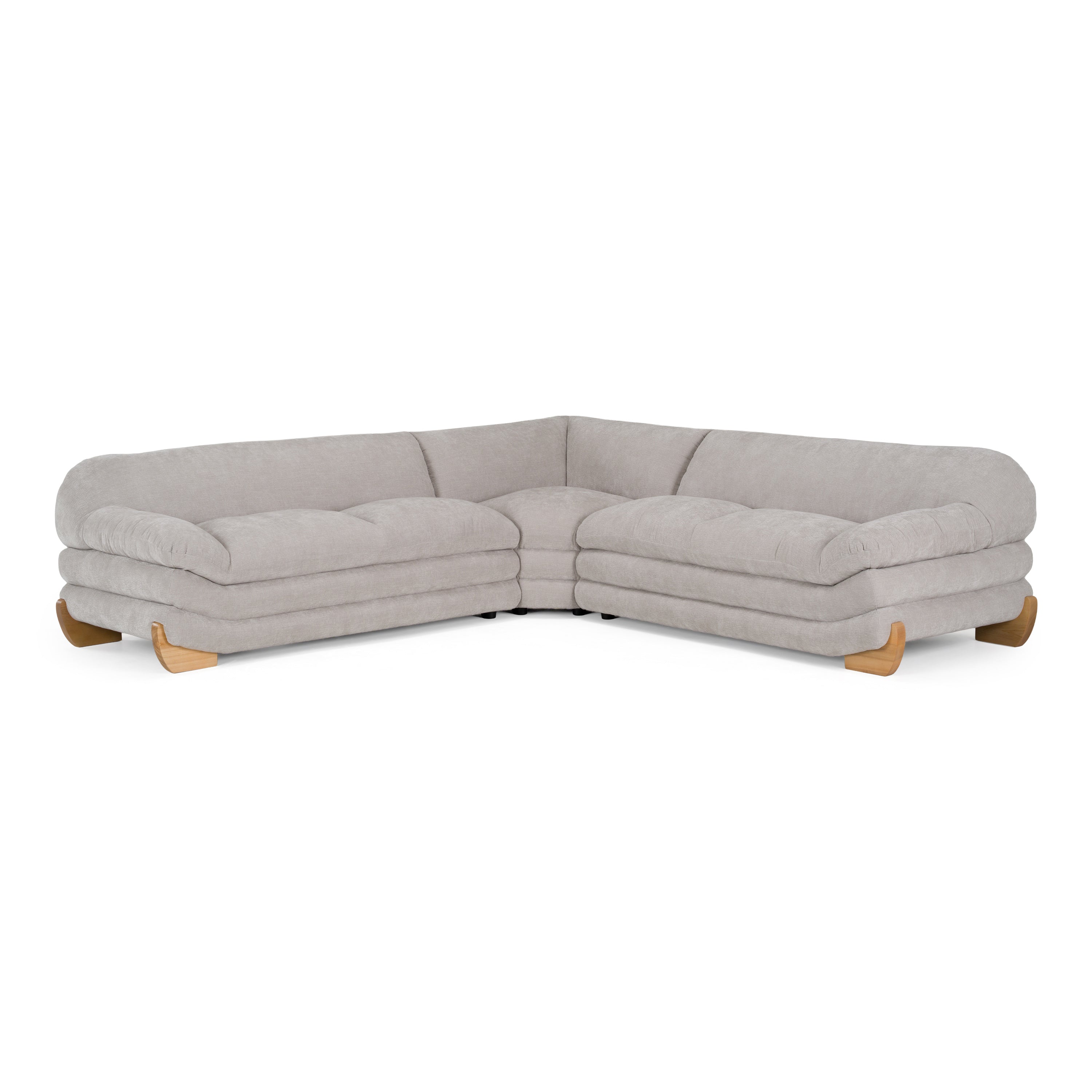 Crockett - Modern Light Grey Fabric Sectional Sofa