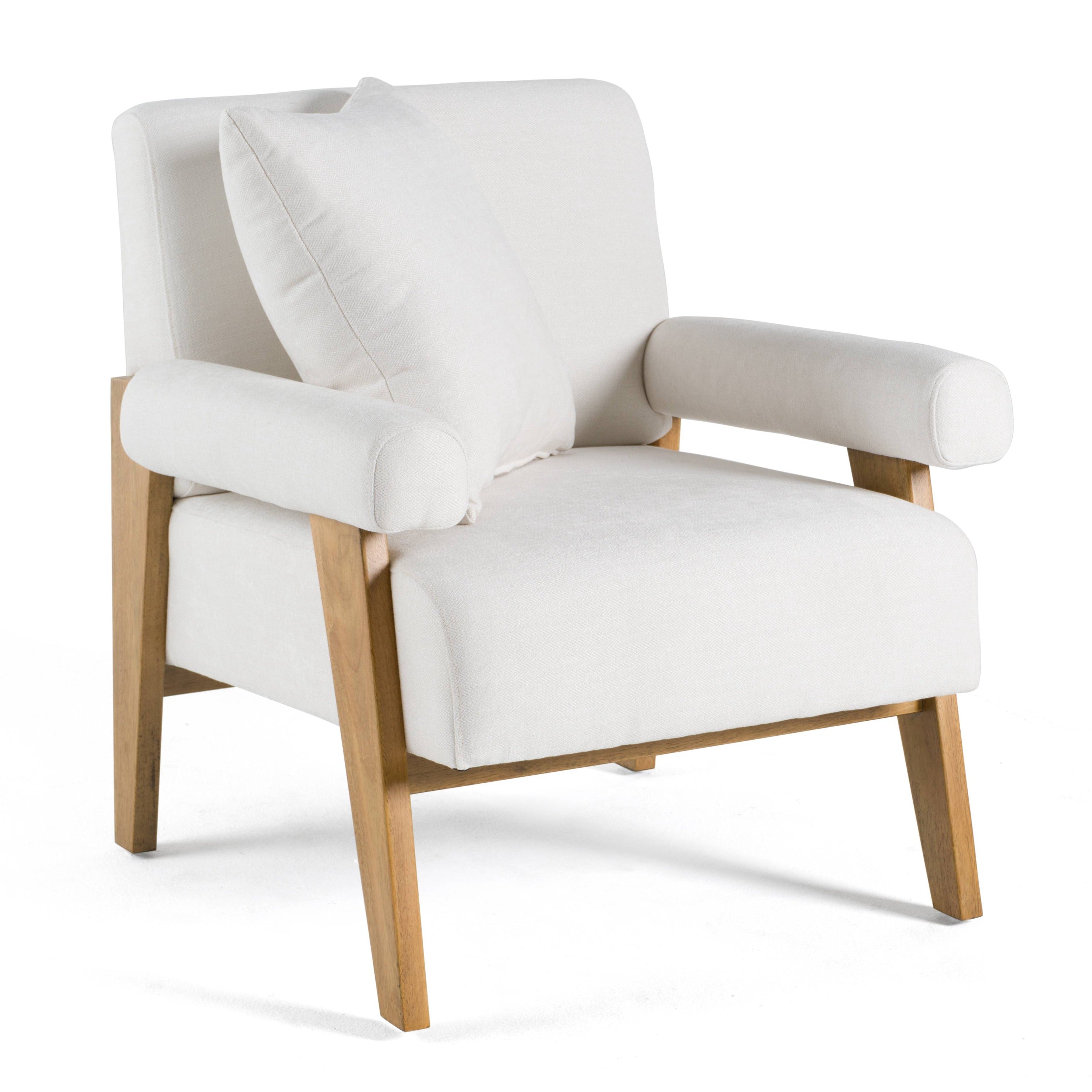 Modrest Cynthia - Modern White Fabric + Wood Accent Chair