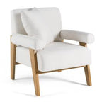 Cynthia - Modern White Fabric + Wood Accent Chair