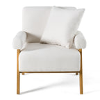 Cynthia - Modern White Fabric + Wood Accent Chair