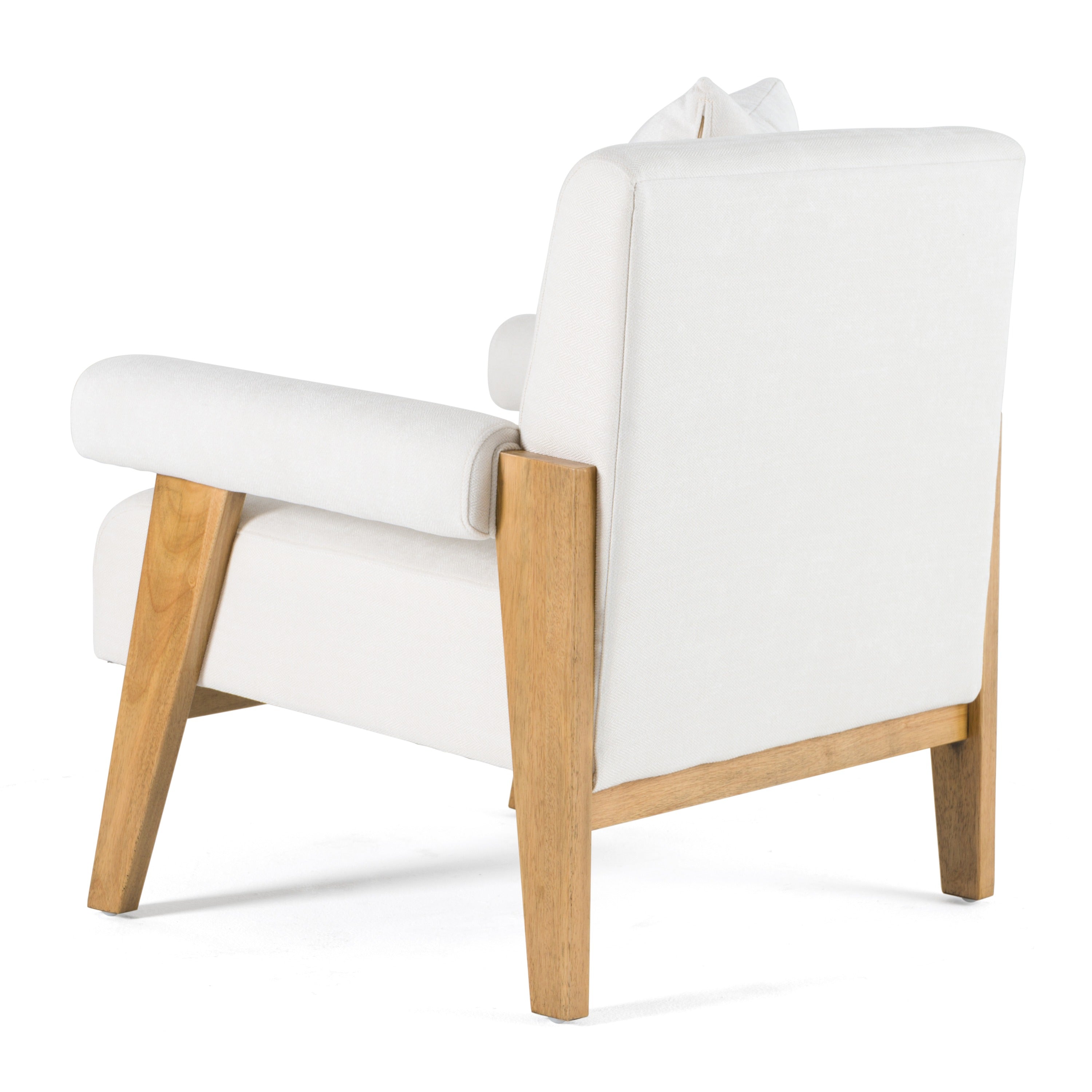 Cynthia - Modern White Fabric + Wood Accent Chair