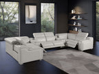 1116 Divanitalia 8-Piece U-Shaped Sectional Sofa in Top Grain Italian Leather with 4 Power Recliners & Power Headrests - Light Grey - SKU 1116-LT_GREY-8PC-4PWR-U-SECTIONAL-GROUP - view 2