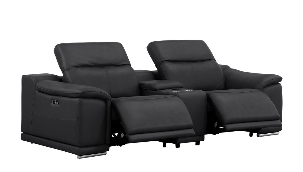 2679 Power Reclining Sofa, Console Loveseat & Chair Set in Genuine Leather - 5 Recliners - Black - SKU 2679-BLACK-7.5-HT-3PC - view 4