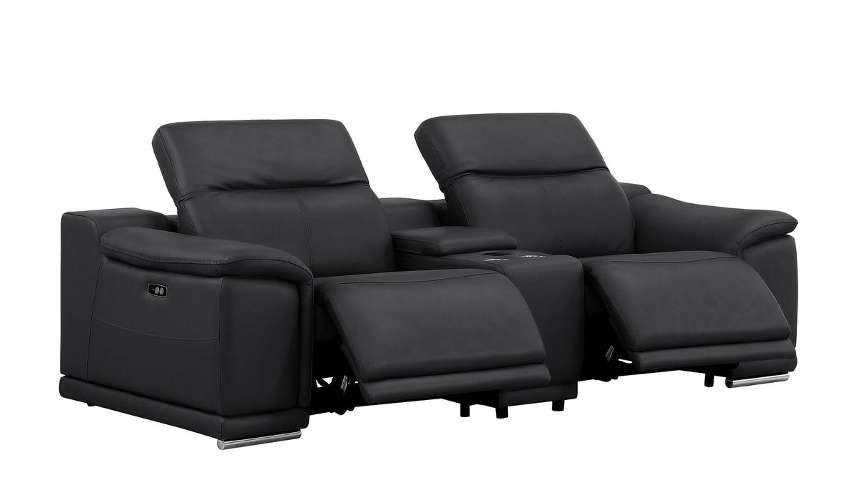 2679 Power Reclining Sofa, Console Loveseat & Chair Set in Genuine Leather - 5 Recliners - Black - SKU 2679-BLACK-7.5-HT-3PC - view 4